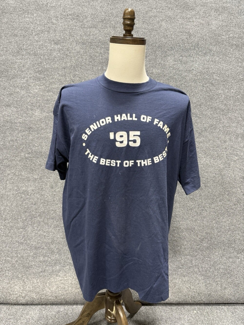 Vintage 1995 Senior Hall of Fame T-Shirt XXL Fruit of the Loom USA Made Navy 90s